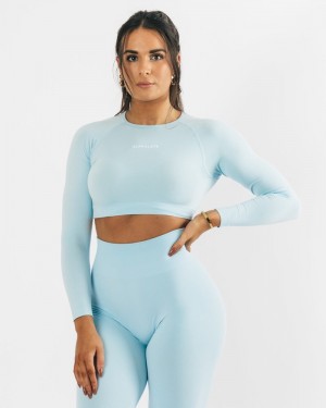 Alphalete Amplify LS Crop Donna Magliette Blu | 74KIASMVP