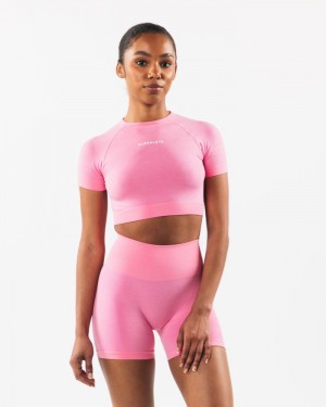 Alphalete Amplify SS Crop Donna Camicie Rosa | 91PZKYFMW