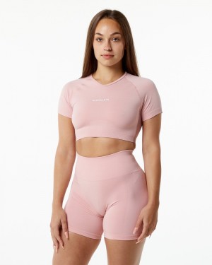 Alphalete Amplify V-Neck Donna Camicie Rosa | 34GRHKMCY