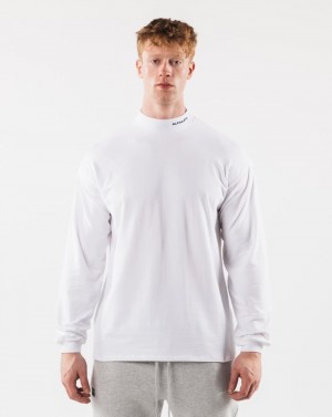 Alphalete Brushed Core Mock Neck LS Uomo Camicie Bianche | 53SPNDLMT