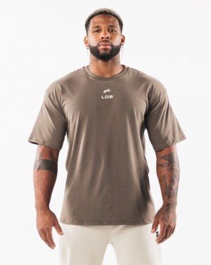 Alphalete Brushed Crest Uomo Camicie Grigie Marroni | 67ADRGSYP