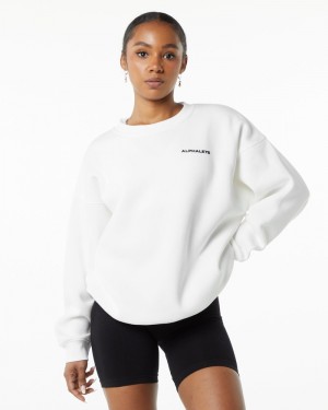 Alphalete Classiche Crew Donna Felpa Bianche | 72CQXGYVH