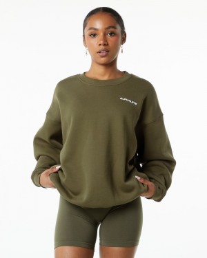Alphalete Classiche Crew Donna Magliette Verde Oliva | 26DFBJQRI