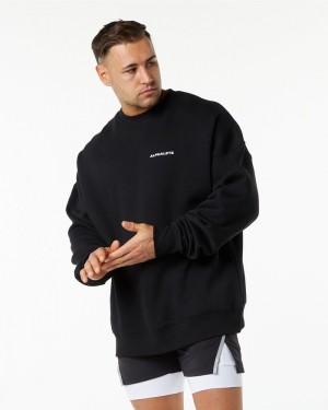 Alphalete Classiche Crew Uomo Felpa Nere | 31ILBCSHX