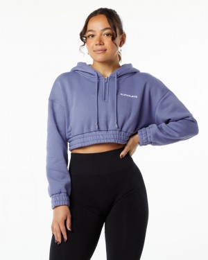 Alphalete Classicital Crop Donna Felpa Con Cappuccio Viola | 96THOJPWM