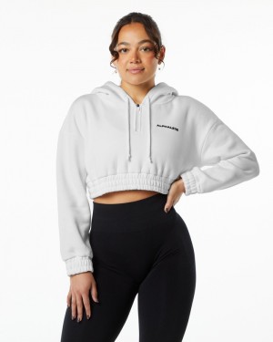 Alphalete Classicital Crop Donna Felpa Con Cappuccio Bianche | 64KEYSNHF
