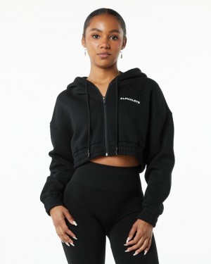Alphalete Classicital Full-Zip Crop Donna Giacche Nere | 28YLPWAZR