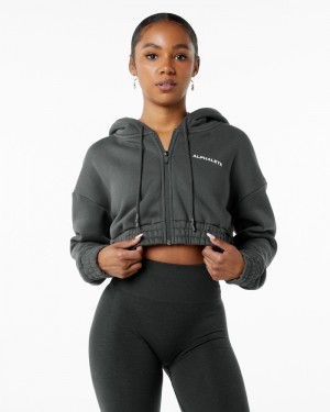Alphalete Classicital Full-Zip Crop Donna Giacche Grigie | 26ZTWGRCY