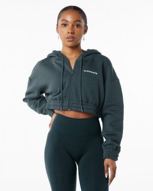 Alphalete Classicital Full-Zip Crop Donna Giacche Blu Marino | 06HCVNSEP