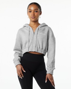 Alphalete Classicital Full-Zip Crop Donna Giacche Grigie | 37WGVTAKO