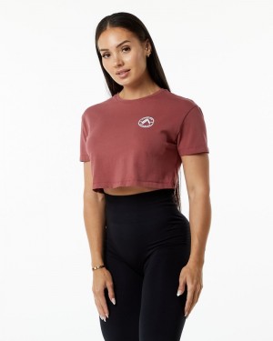Alphalete Dynasty Crop Donna Camicie Bordeaux | 96EGLFVNR