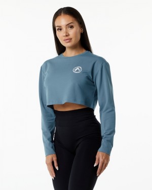 Alphalete Dynasty LS Crop Donna Magliette Blu | 08ELYOTRP