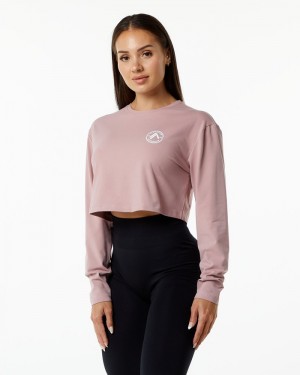 Alphalete Dynasty LS Crop Donna Magliette Viola | 69JZTWFVD