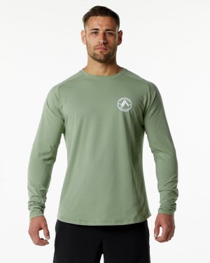 Alphalete Dynasty LS Uomo Camicie Verde Oliva | 95ZAQGXKH