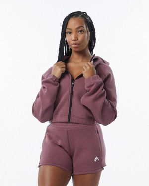 Alphalete ELMTS Full-Zip Crop Donna Giacche Viola | 50YPUOTIQ