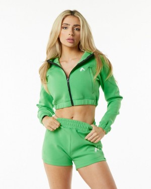 Alphalete ELMTS Full-Zip Crop Donna Giacche Verdi | 34EUMYTZA