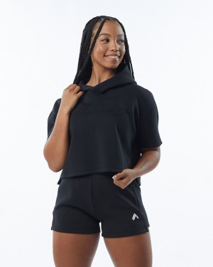 Alphalete ELMTS Half Sleeve Donna Felpa Con Cappuccio Nere | 19SQLAYXG