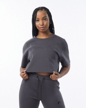 Alphalete ELMTS Half Sleeve Pullover Donna Felpa Grigie | 09MFGABZJ