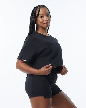 Alphalete ELMTS Half Sleeve Pullover Donna Felpa Nere | 47GZYTAQR