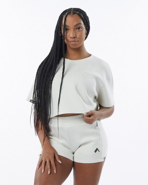 Alphalete ELMTS Half Sleeve Pullover Donna Felpa Crema | 50VSUAZIJ