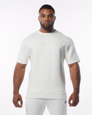 Alphalete ELMTS Half Sleeve Pullover Uomo Felpa Crema | 41BWGQSCD