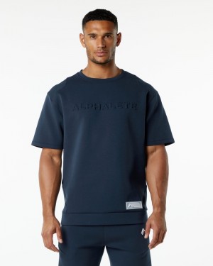 Alphalete ELMTS Half Sleeve Pullover Uomo Felpa Blu Marino | 47PDSWEIM