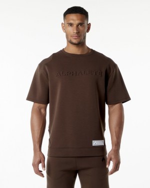 Alphalete ELMTS Half Sleeve Pullover Uomo Felpa Marroni | 95HMJUSCT