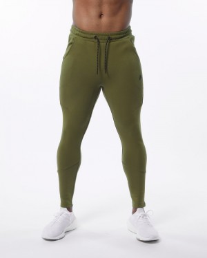 Alphalete ELMTS Zip Uomo Pantaloni Jogger Verde Oliva | 63GLYMEPA