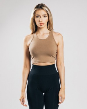 Alphalete Essential Crop Donna Canotta Marroni Scuro | 95SNYCTOV