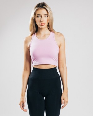 Alphalete Essential Crop Donna Canotta Rosa | 65AKMHGRB