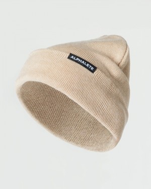 Alphalete Essential Foldover Donna Berretti Beige | 20NKAMGCQ