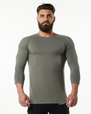 Alphalete Evo 3/4 Sleeve Uomo Camicie Grigie | 34KGWILZQ