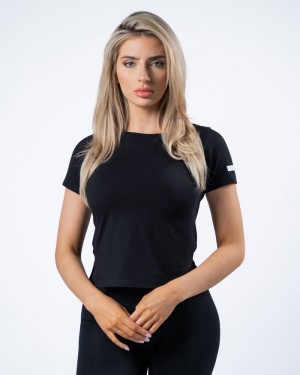 Alphalete Evo Crop Donna Camicie Nere | 92XCLZJFA