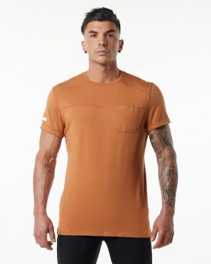 Alphalete Evo Pocket Uomo Camicie Marroni | 70WGQOZNC