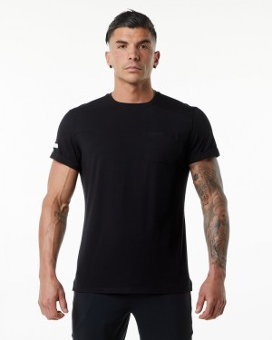Alphalete Evo Pocket Uomo Camicie Nere | 06SUNQTBE