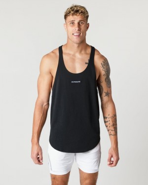 Alphalete Heavy Cotone Core Stringer Uomo Canotta Nere | 95MQVWJNA