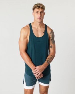 Alphalete Heavy Cotone Core Stringer Uomo Canotta Blu | 82RABDQTI
