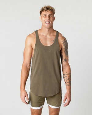 Alphalete Heavy Cotone Core Stringer Uomo Canotta Verde Oliva | 97HYQOPWX