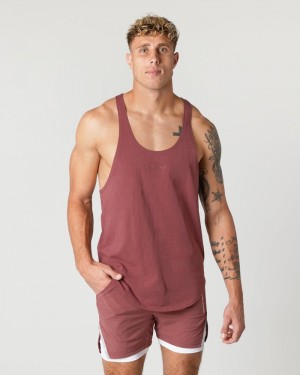 Alphalete Heavy Cotone Core Stringer Uomo Canotta Rosse | 90SMBAPZN