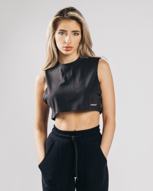 Alphalete Heavy Cotone Cropped Cutoff Donna Canotta Nere | 89KGZYRBP