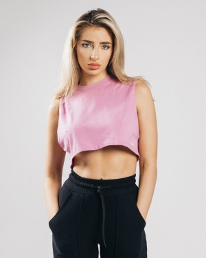 Alphalete Heavy Cotone Cropped Cutoff Donna Canotta Rosa | 36PSZXDQF