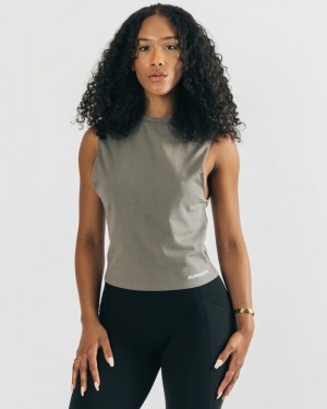 Alphalete Heavy Cotone Cutoff Donna Canotta Grigie | 21YABLQJH