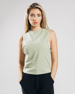 Alphalete Heavy Cotone Cutoff Donna Canotta Verde Oliva | 01CREAXHZ