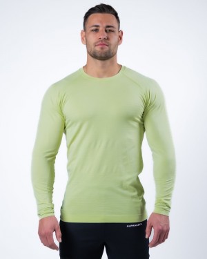 Alphalete Hero Long Sleeve Uomo Camicie Verdi | 06NRQLYGC