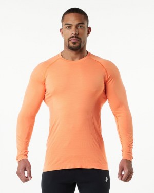 Alphalete Hero Long Sleeve Uomo Camicie Arancioni | 48ALDMHFZ
