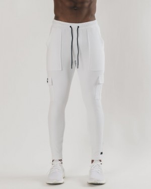 Alphalete Identity Cargo Uomo Pantaloni Jogger Bianche | 98RCBNKOE