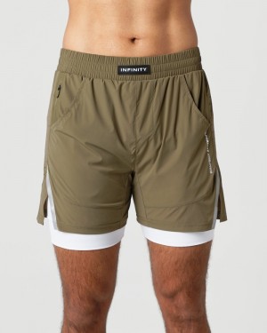 Alphalete Infinity Speed 5.5" Uomo Pantaloncini Verde Oliva | 40VXMZAYK