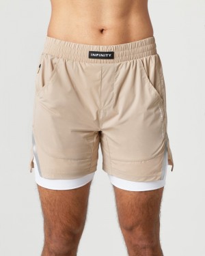 Alphalete Infinity Speed 5.5" Uomo Pantaloncini Beige | 69TRHSQPN