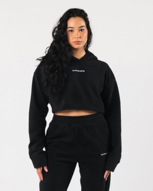 Alphalete King Crop Donna Felpa Con Cappuccio Nere | 59YDCALFS