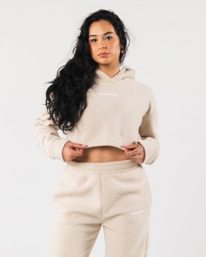 Alphalete King Crop Donna Felpa Con Cappuccio Gialle Chiaro | 06GVNMXLS